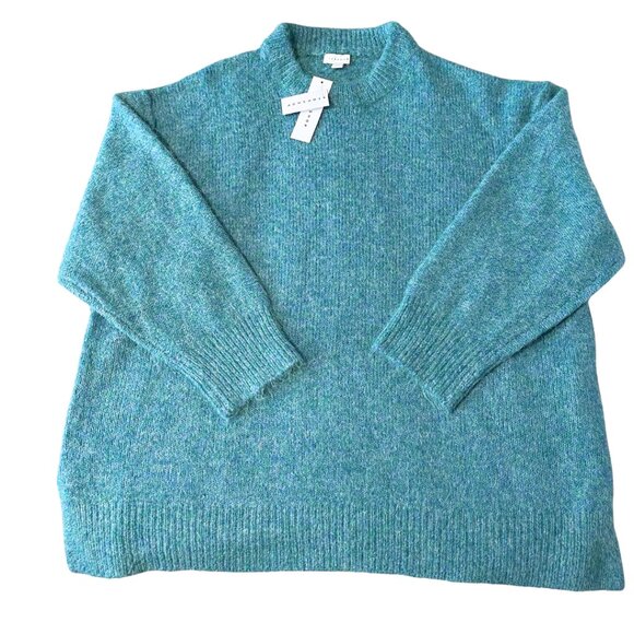 Topshop OVERSIZED Chunky Sweater Womens M Blue Wool Blend Soft Cozy Cabincore - Picture 1 of 9